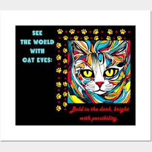 Cat Eyes Quote: (Motivation and Inspiration) Posters and Art